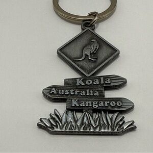 Australian Pewter Keychain 2” Kangaroo Sign Koala Australia This Way Key Chain